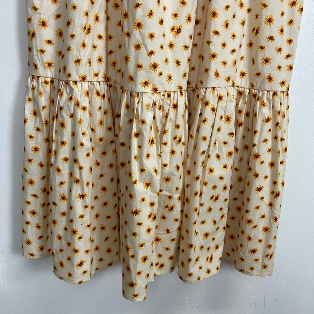 NEW We Wore What Maxi Dress Womens XS Beige Yellow Sunflower Sleeveless NWOT - Picture 3 of 10